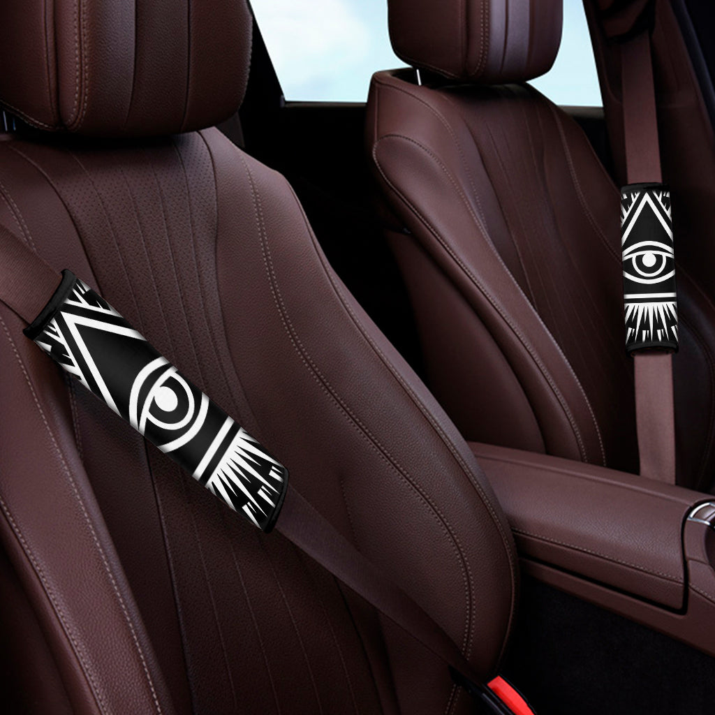 Black And White Illuminati Print Car Seat Belt Covers