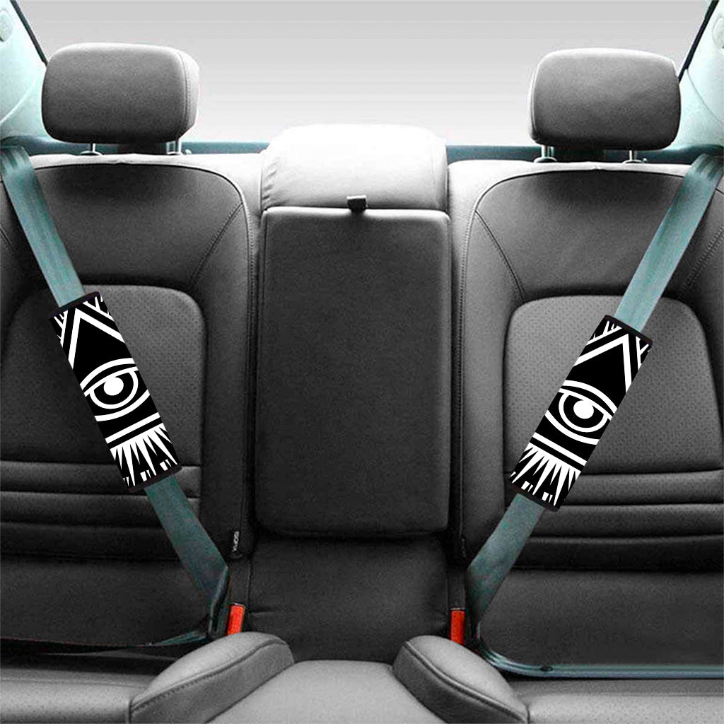 Black And White Illuminati Print Car Seat Belt Covers