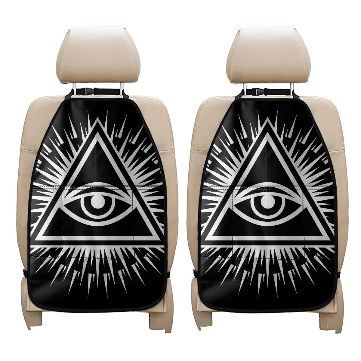Black And White Illuminati Print Car Seat Organizers
