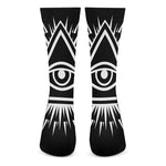 Black And White Illuminati Print Crew Socks