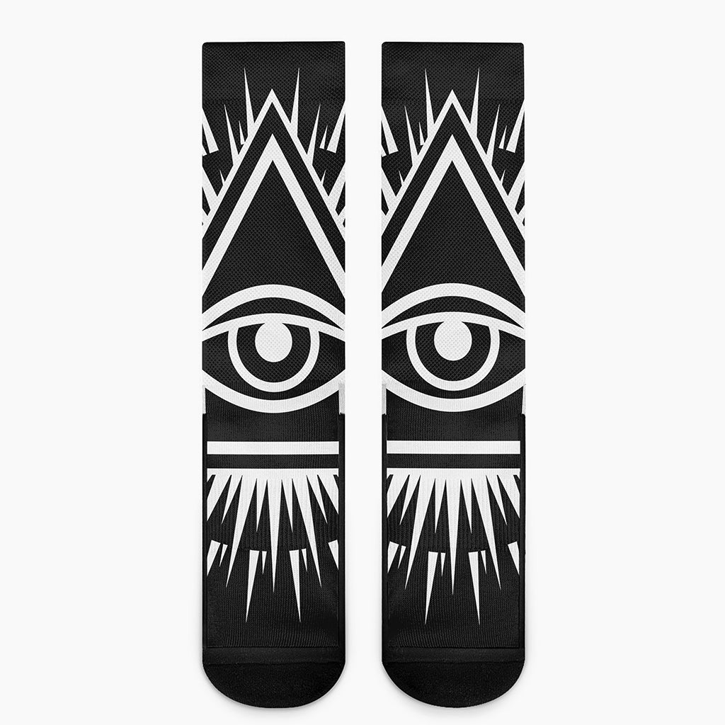 Black And White Illuminati Print Crew Socks