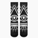 Black And White Illuminati Print Crew Socks