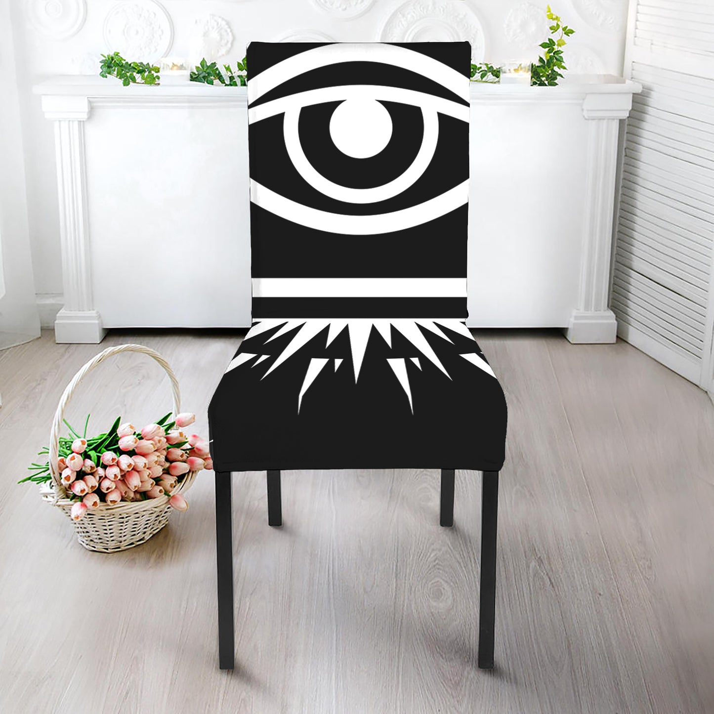 Black And White Illuminati Print Dining Chair Slipcover