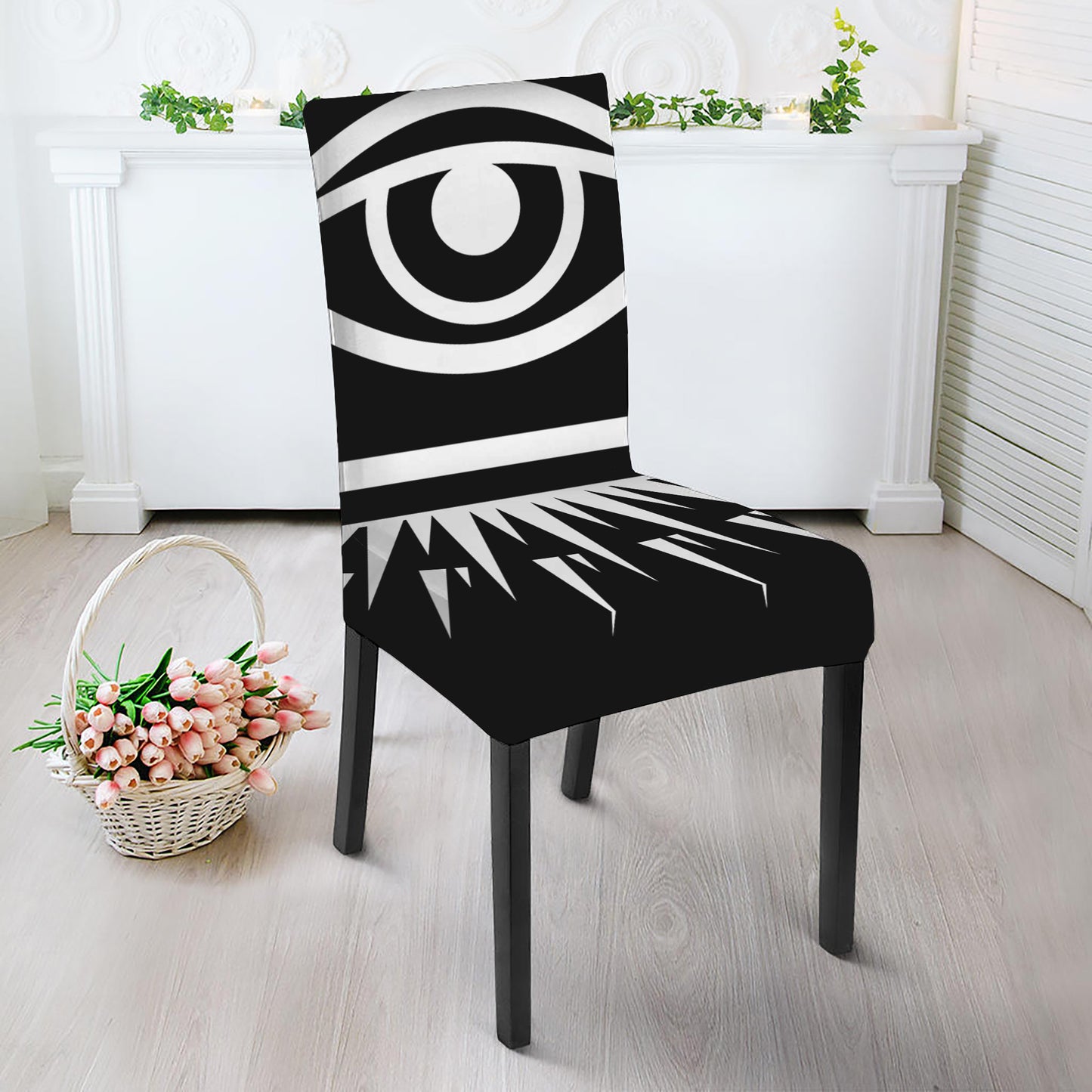 Black And White Illuminati Print Dining Chair Slipcover