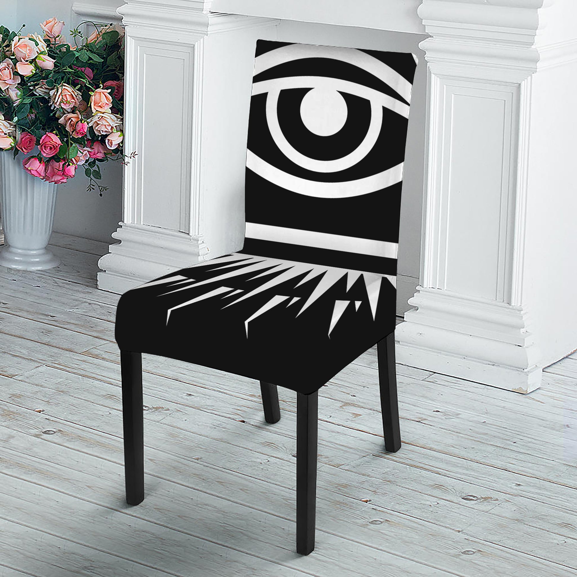 Black And White Illuminati Print Dining Chair Slipcover