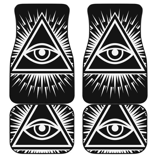 Black And White Illuminati Print Front and Back Car Floor Mats