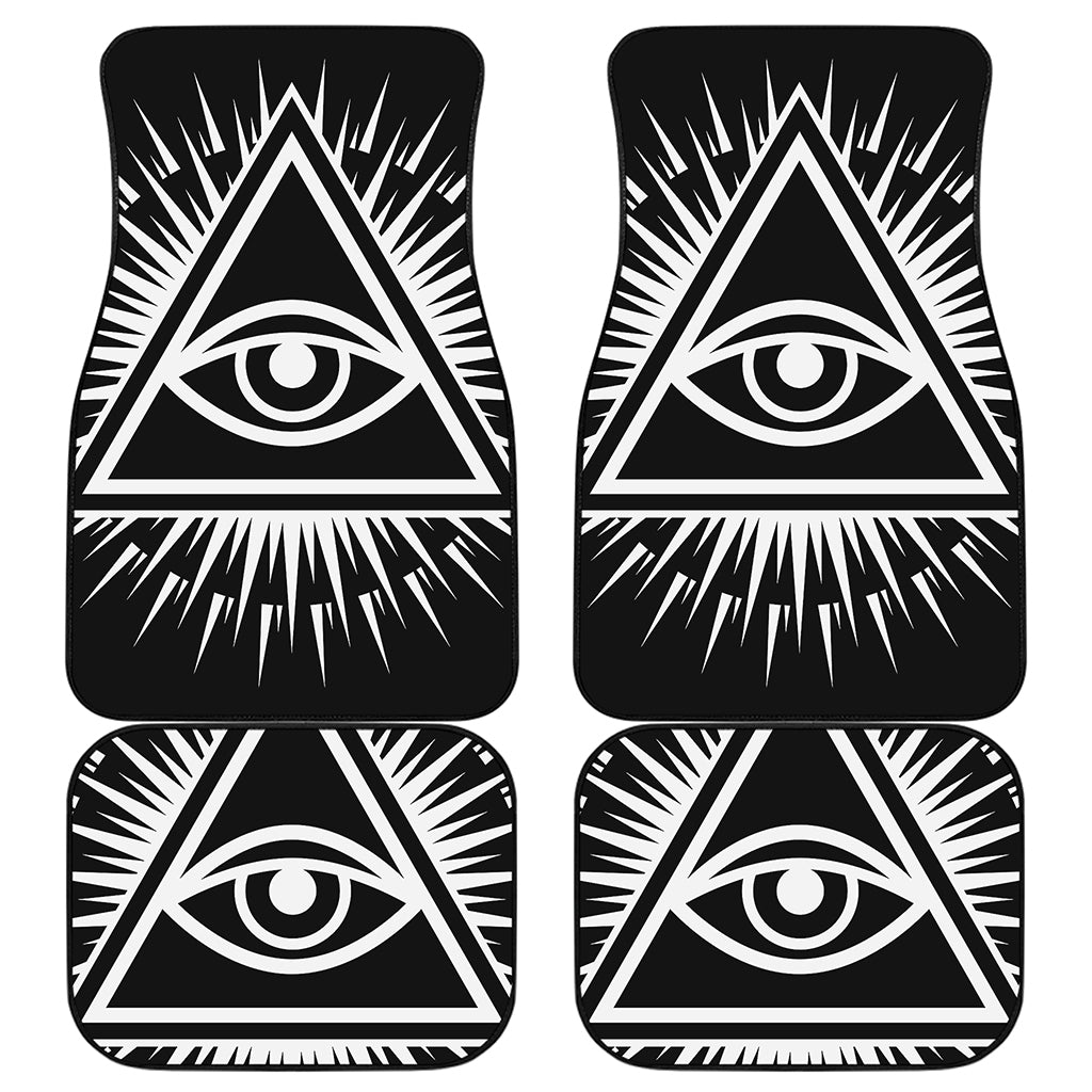 Black And White Illuminati Print Front and Back Car Floor Mats