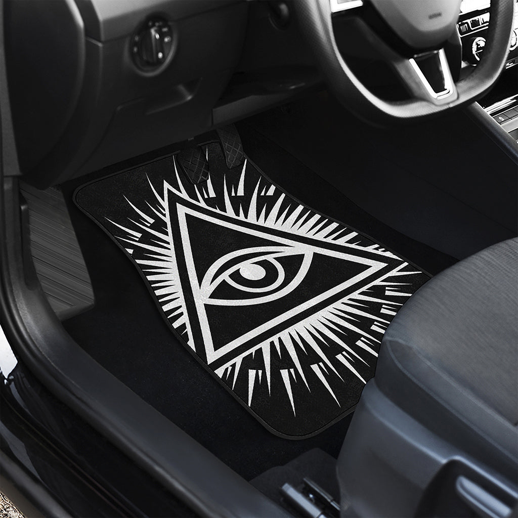 Black And White Illuminati Print Front and Back Car Floor Mats