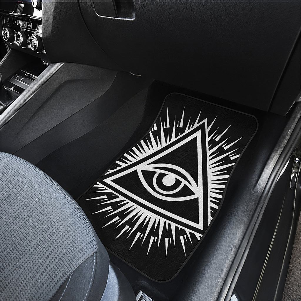 Black And White Illuminati Print Front and Back Car Floor Mats