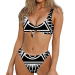 Black And White Illuminati Print Front Bow Tie Bikini