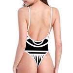 Black And White Illuminati Print High Cut One Piece Swimsuit