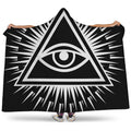 Black And White Illuminati Print Hooded Blanket