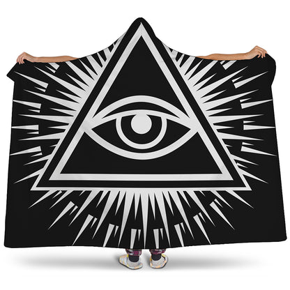Black And White Illuminati Print Hooded Blanket