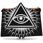 Black And White Illuminati Print Hooded Blanket