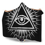 Black And White Illuminati Print Hooded Blanket
