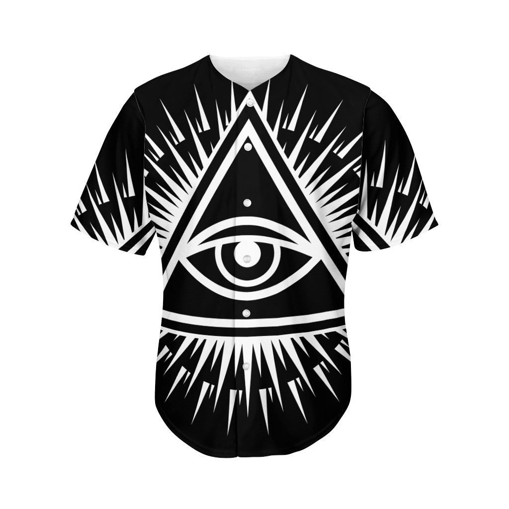 Black And White Illuminati Print Men's Baseball Jersey