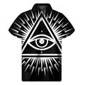 Black And White Illuminati Print Men's Short Sleeve Shirt