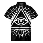 Black And White Illuminati Print Men's Short Sleeve Shirt