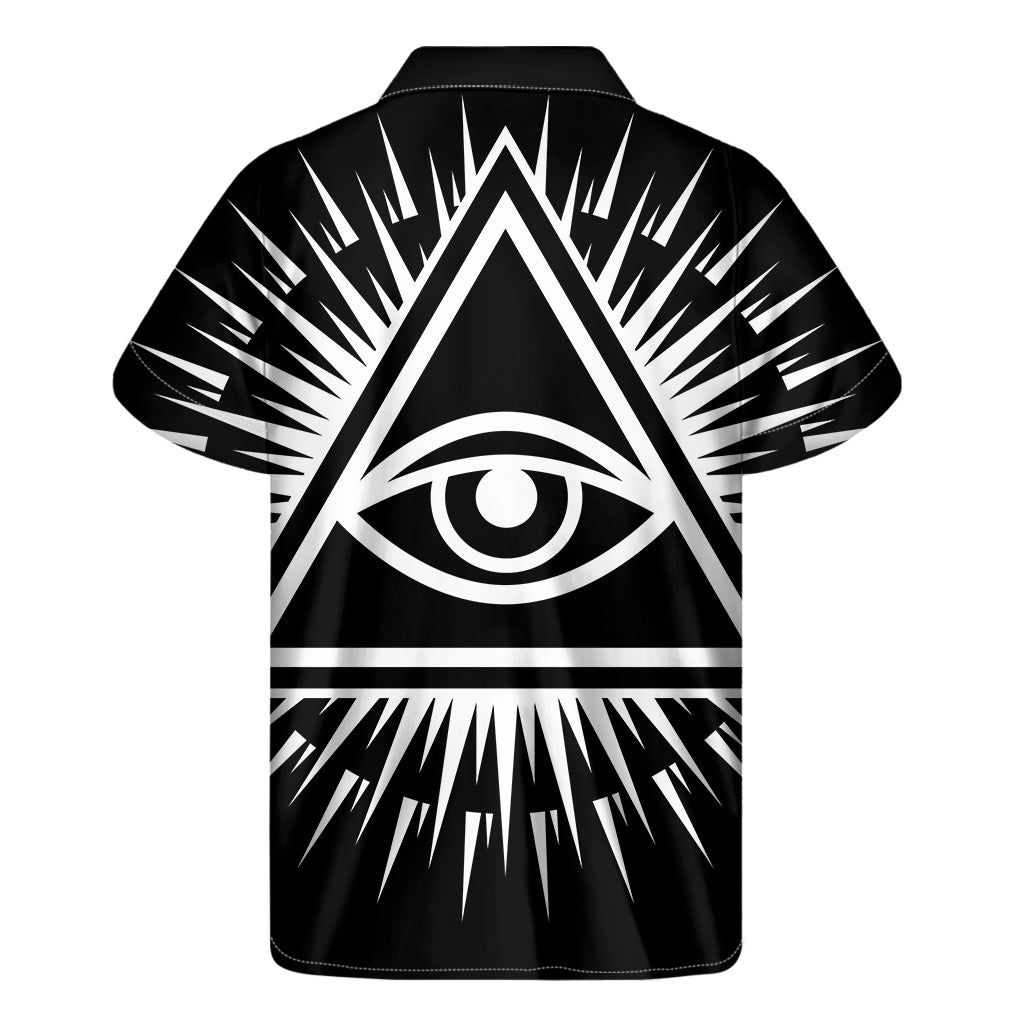 Black And White Illuminati Print Men's Short Sleeve Shirt