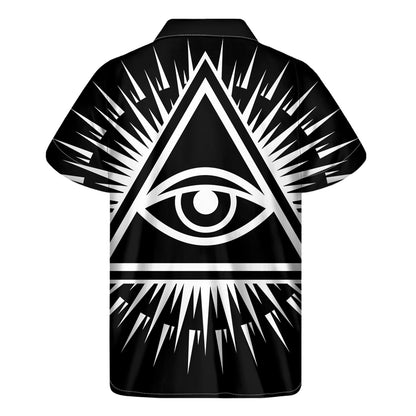 Black And White Illuminati Print Men's Short Sleeve Shirt