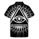 Black And White Illuminati Print Men's Short Sleeve Shirt