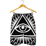 Black And White Illuminati Print Men's Shorts
