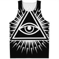 Black And White Illuminati Print Men's Tank Top