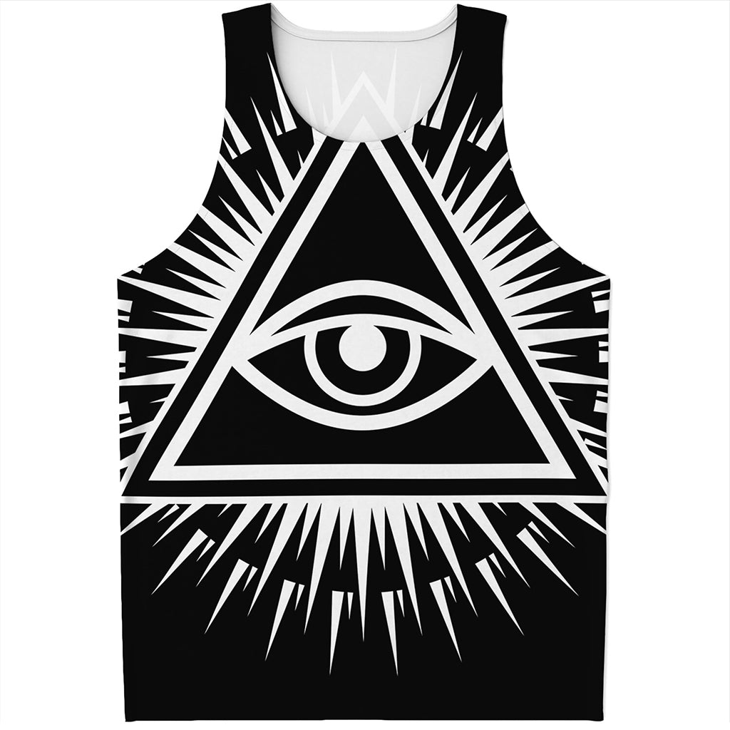 Black And White Illuminati Print Men's Tank Top