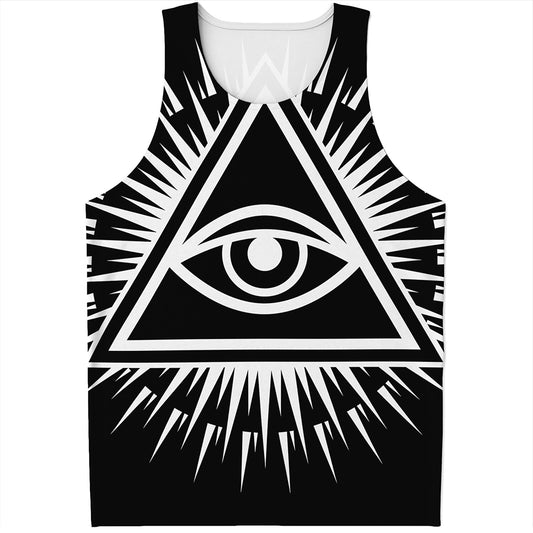 Black And White Illuminati Print Men's Tank Top