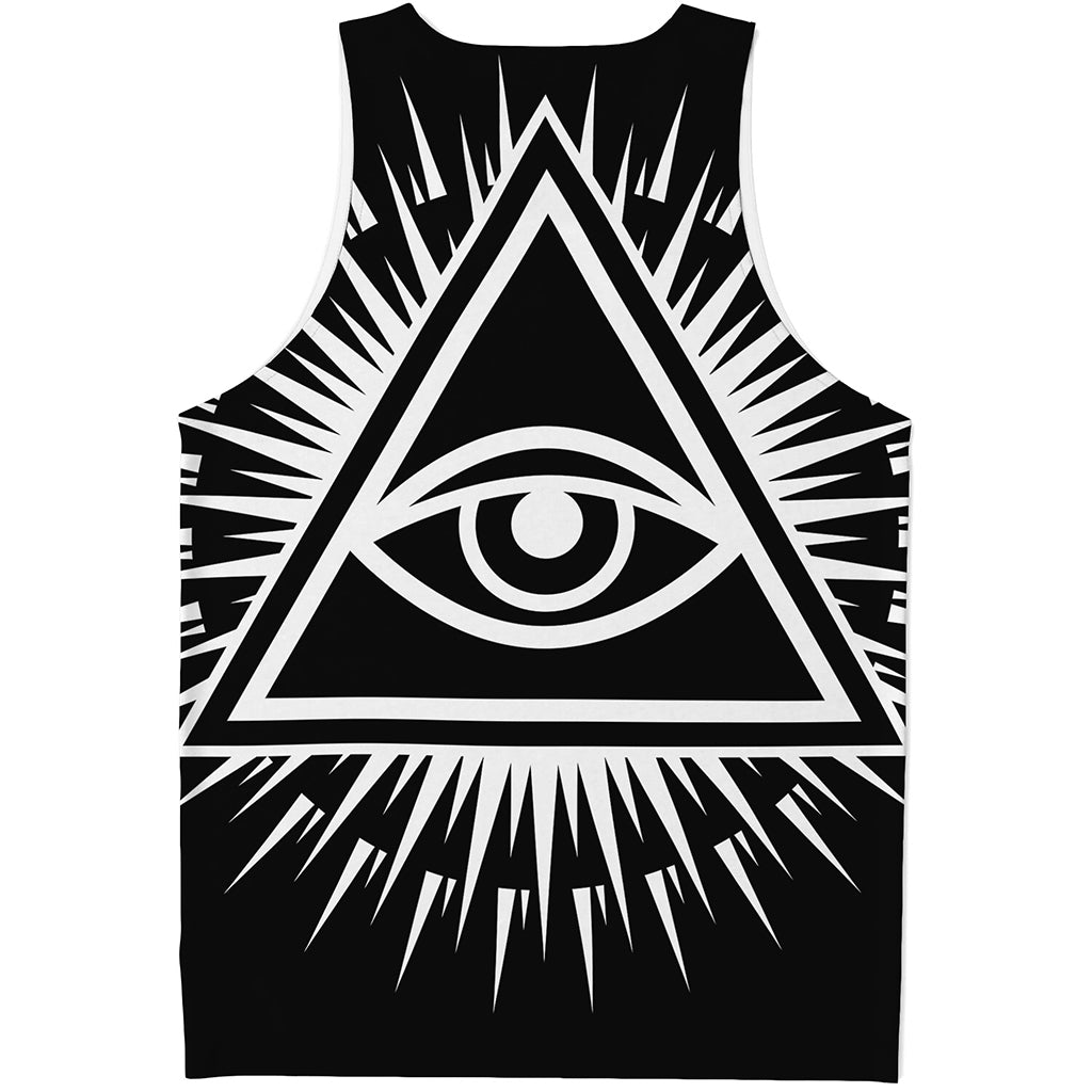 Black And White Illuminati Print Men's Tank Top