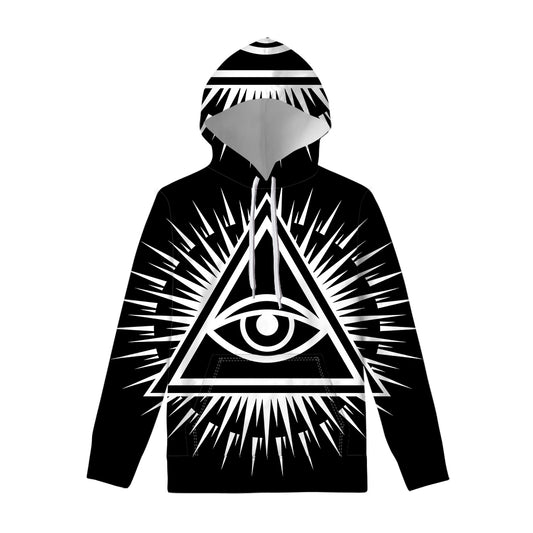 Black And White Illuminati Print Pullover Hoodie