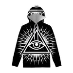 Black And White Illuminati Print Pullover Hoodie