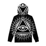 Black And White Illuminati Print Pullover Hoodie