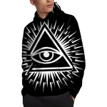 Black And White Illuminati Print Pullover Hoodie