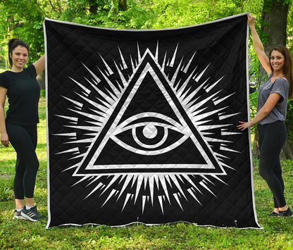 Black And White Illuminati Print Quilt