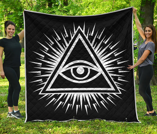 Black And White Illuminati Print Quilt