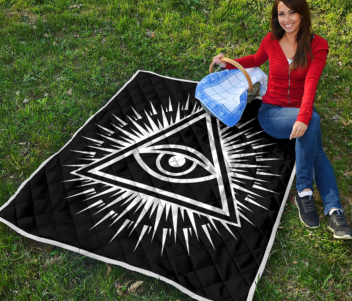 Black And White Illuminati Print Quilt