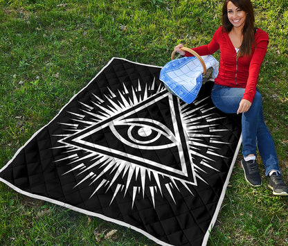 Black And White Illuminati Print Quilt