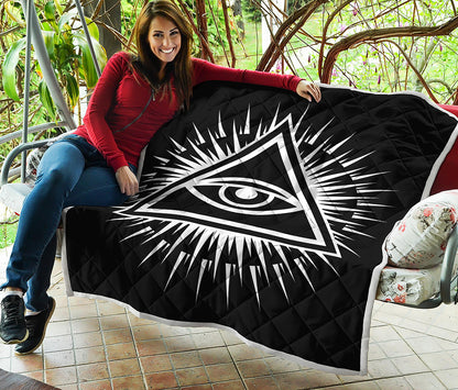 Black And White Illuminati Print Quilt