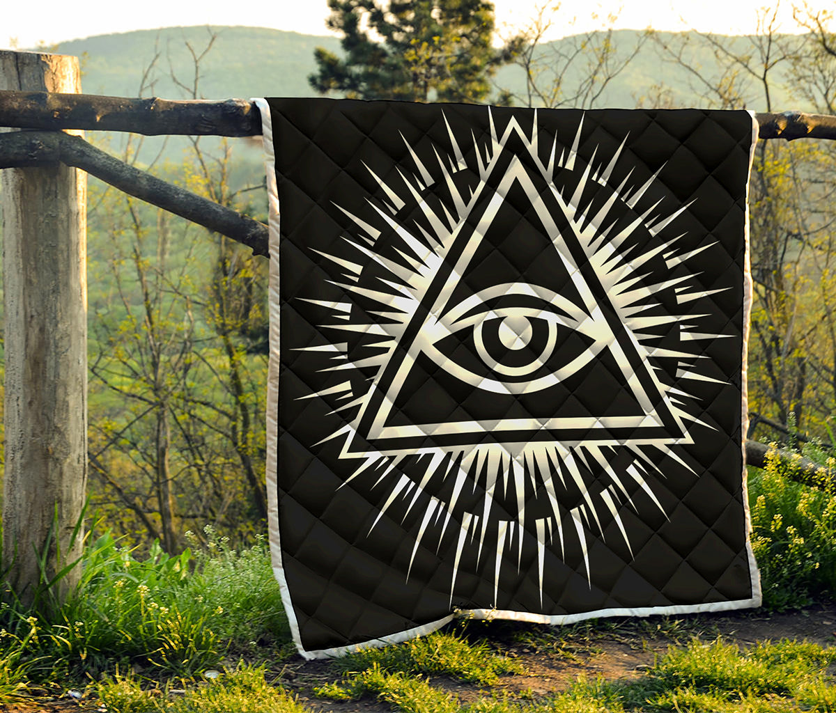 Black And White Illuminati Print Quilt