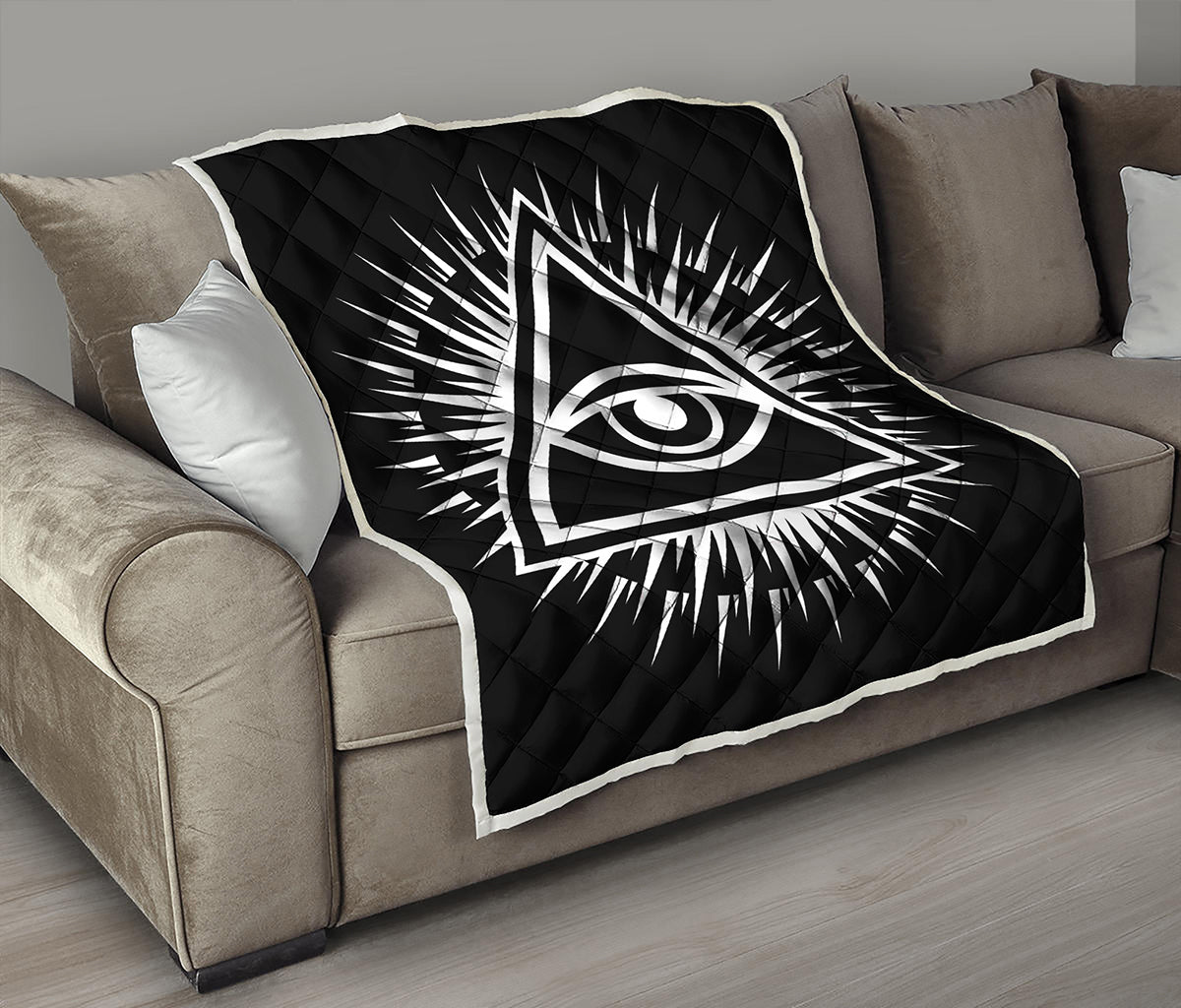 Black And White Illuminati Print Quilt