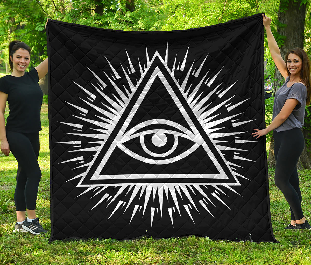 Black And White Illuminati Print Quilt