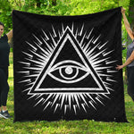 Black And White Illuminati Print Quilt