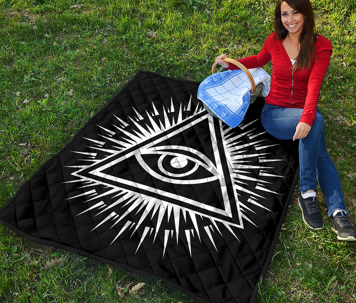 Black And White Illuminati Print Quilt
