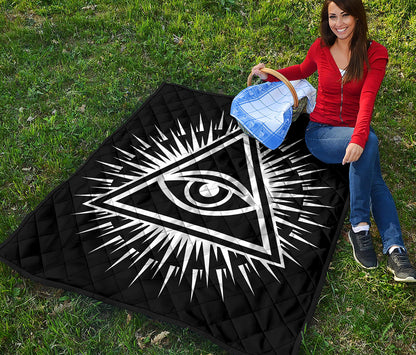 Black And White Illuminati Print Quilt