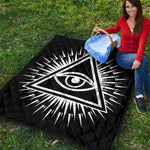 Black And White Illuminati Print Quilt