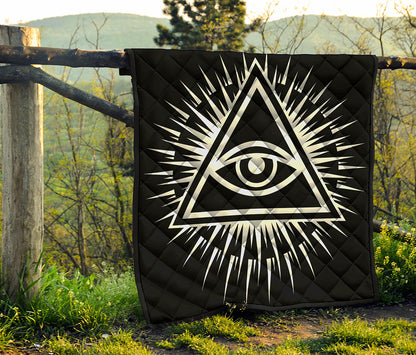 Black And White Illuminati Print Quilt