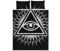 Black And White Illuminati Print Quilt Bed Set