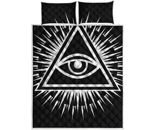 Black And White Illuminati Print Quilt Bed Set