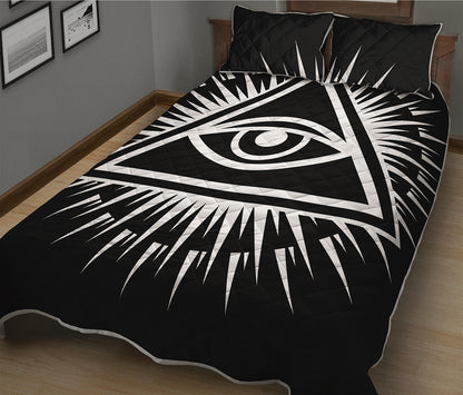 Black And White Illuminati Print Quilt Bed Set